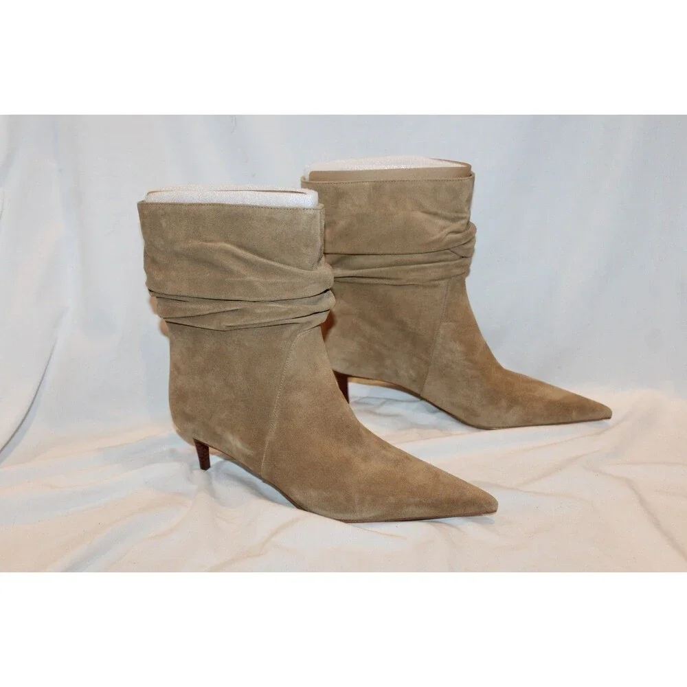 Michael Kors Dawn Women's Suede Slouch Ankle Pointed Toe Bootie sz 11 Husk NIB